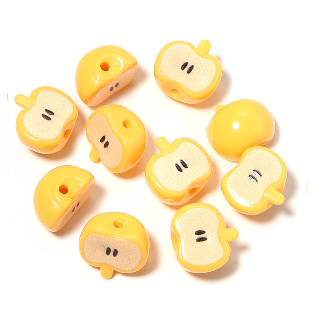 10pcs/lot Colored Half Apple-Shape Acrylic Beads Loose Spacer Bead For Jewelry Making DIY Charms Phone Chains Bracelet Accessory