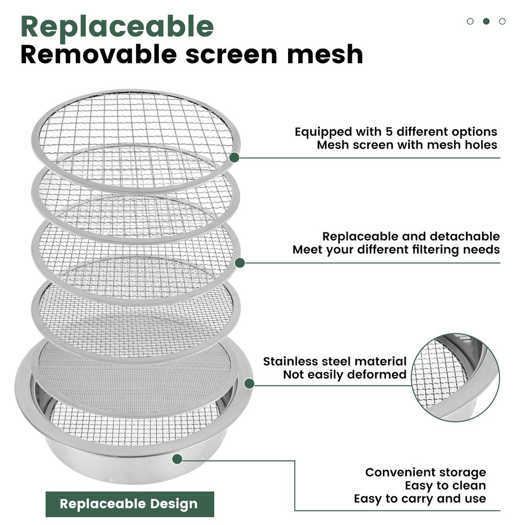 Soil Sifting Set Stainless Steel Potting Sieves Set with 5 Different Mesh and Shovel Gardening Dirt Sifter for Gardening Bonsai