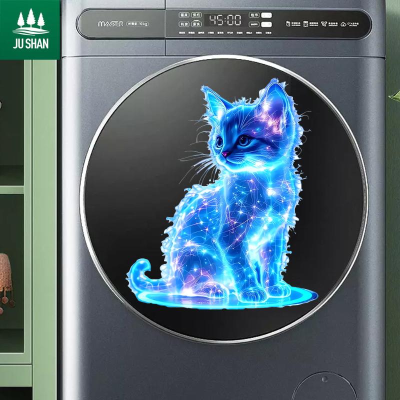 1 Piece Car Window Decoration Charming Blue Cat Motorcycle Stickers Waterproof For Scooter Fuel Tank Front Fairing Vinyl Decals