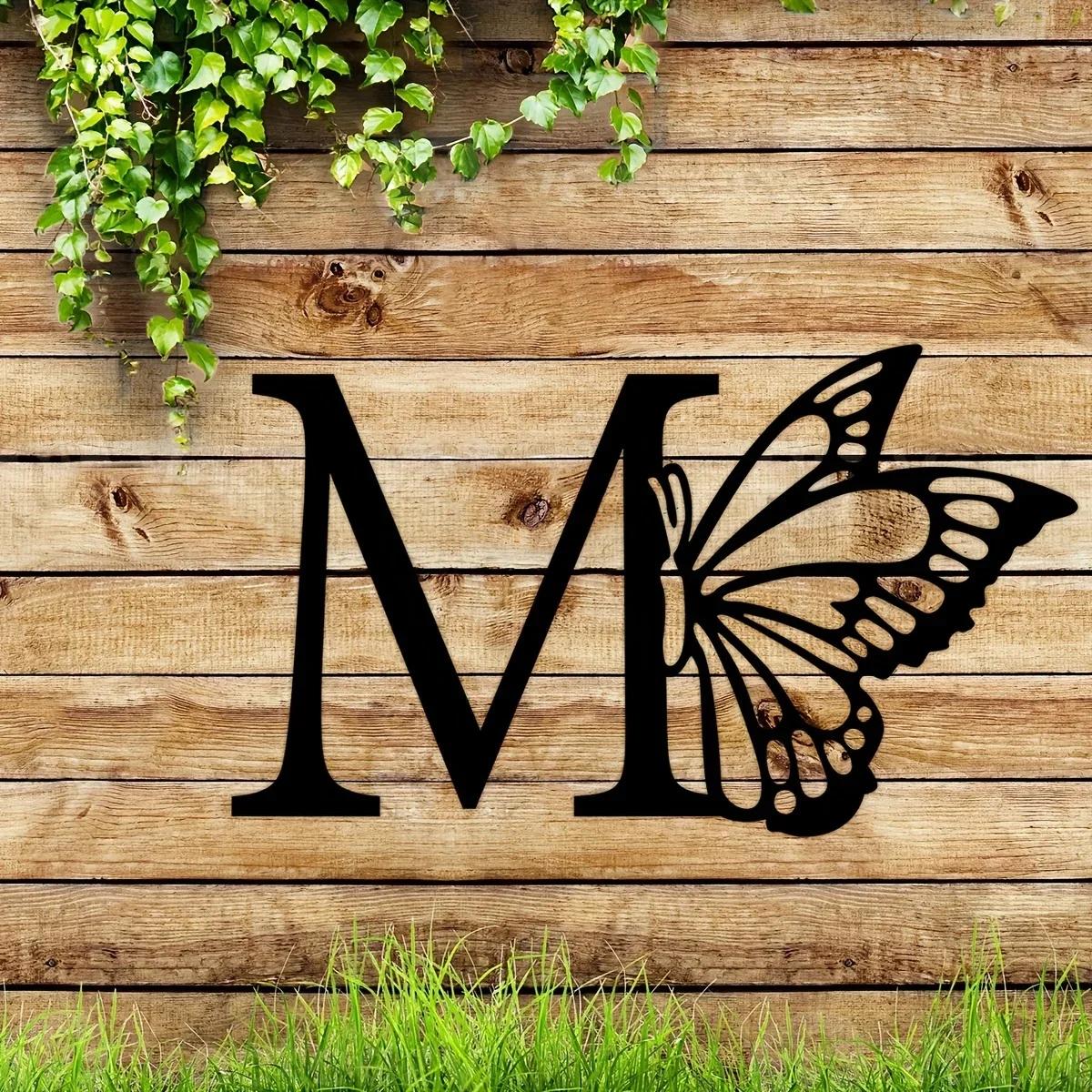 1 шт. Металлический знак с монограммой в виде бабочки - все буквы. Металлические — фото 21