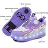 Boys and Girls USB Charging Night Smooth Roller Shoes LED Luminous Roller Shoes Outdoor Parkour Skates Christmas Sports Gift