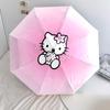 Ombrello pieghevole automatico con motivo Hello Kitty su sfondo sfumato, design portatile e pieghevole, 8 stecche, un regalo di Natale o di compleanno.