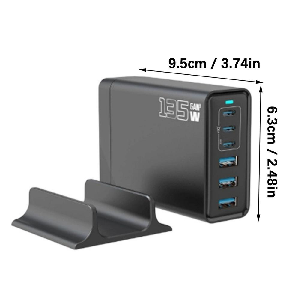 Practical 135W Charging Hub USB Type C Port Automatic Power Adjustment Simultaneous Charging Head for Various Devices