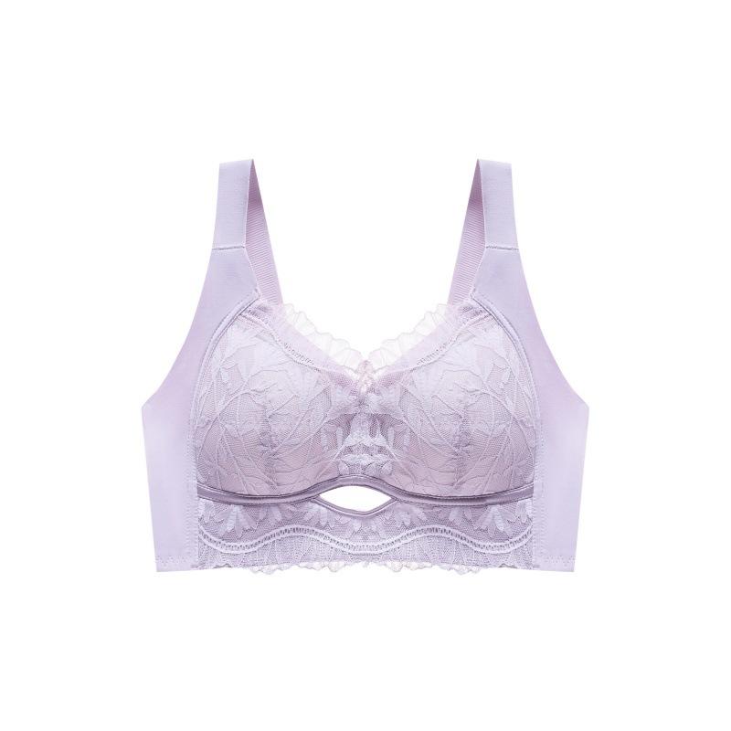 Lace Bra Women's Beautiful Back Fixed Cup Gathering Bra Anti Sagging Bra Anti Glare Bra Sexy Seamless Bra