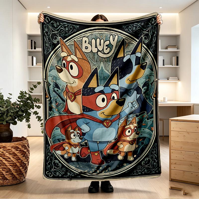 Bluey Print Blanket - Soft & Comfortable, for Bedroom, Travel, Sofa, Home Decoration - Birthday Christmas Gift for Friend