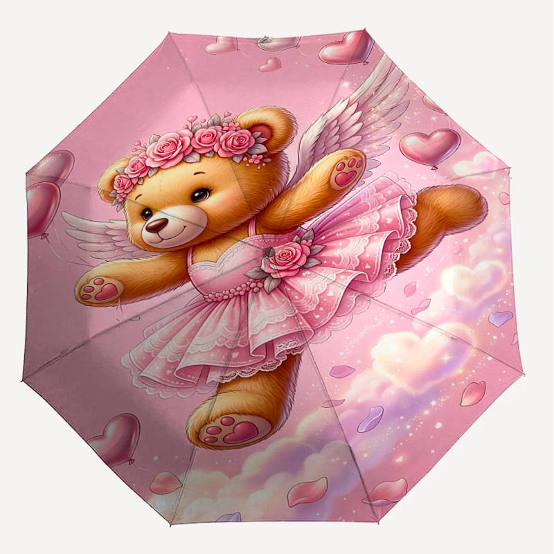 1PC Bear Angel Umbrella-8-Rib Reinforced, Automatic Open, Lightweight & Durable, Fashion Accessory for Outdoor, H0346