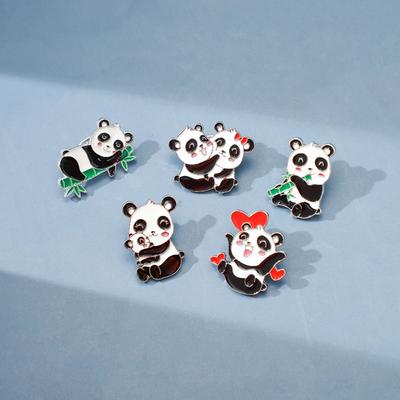 Chinese Style Giant Panda Zinc Zinc Alloy Brooch Enamel  Cute   Coat Decoration
