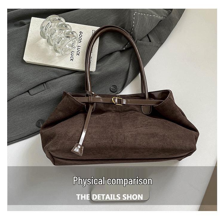Duchess Retro 2025 Autumn Suede Underarm Tote – Large Capacity Women's Commuter Handbag