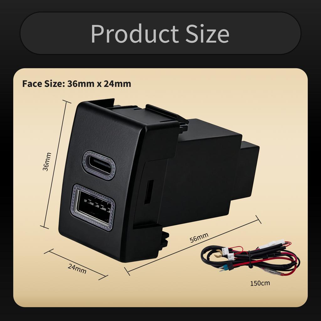 Dual USB Charger Type C PD Outlet Adapter for Suzuki Jimny 1998-2018 Grand Vitara / ESCUDO 1998-2005 Blank Push Switch Socket