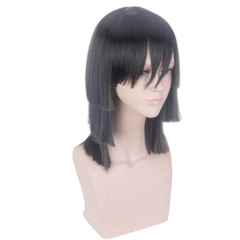 35CM Black Wig Cosplay Anime Demon Slayer Kimetsu No Yaiba Iguro Obanai Costume Men Women Heat Resistant Synthetic Hair Wigs