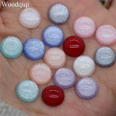 Popular 10/12mm High Quality Loose Beads Resin Handmade Material DIY Silver Powder Colorful 20PCS Hot Sale Jewelry Accessories Semicircle