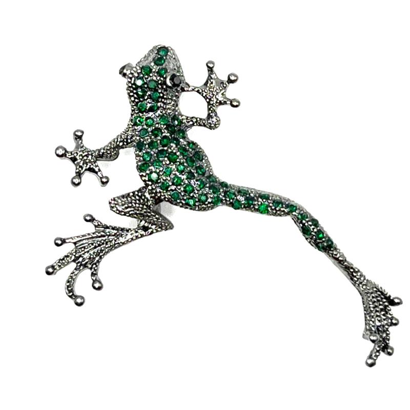 

Новая женская ретро зеленая брошь с лягушкой из водяного бриллианта, сплав, милые аксессуары с животными, брошь с точечным бриллиантом, праздничный подарок