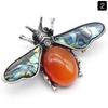 35x56mm Cute Bee Shape Pendant Natural Stone Crystal Agate Abalone Shell Brooch Charms for Jewelry Making DIY Necklace Accessory