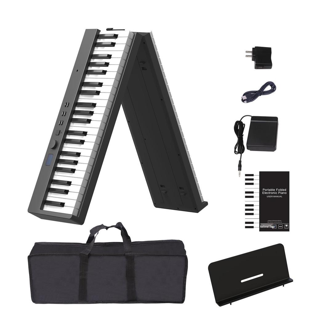 Rechargeable 88-Key Foldable Portable Bluetooth MIDI Keyboard for Beginners and Adults