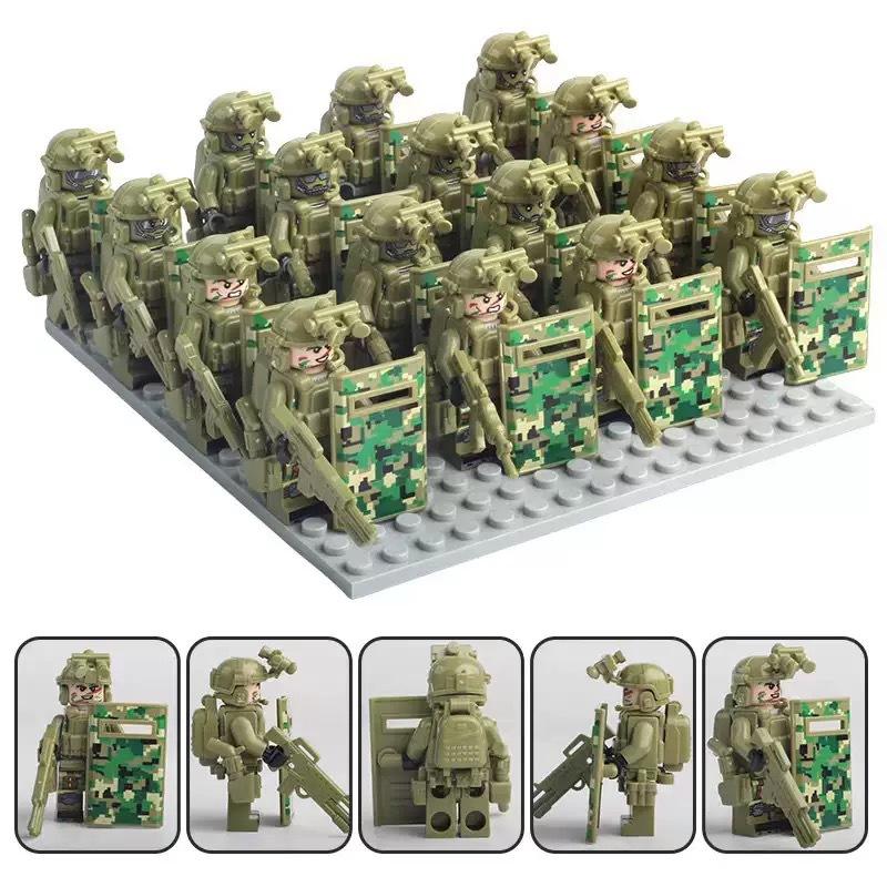 Building Block Military Minifigures Ghost SWAT Special Forces Weapons Shield Dolls Boy Assembling Toys