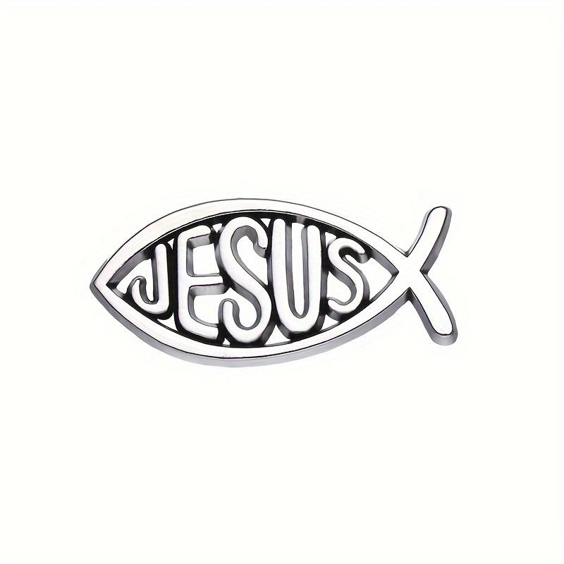 1 Glamorous Jesus Fishbone Metal Badge - Cute Cartoon Design, Zinc Alloy, Anti-Glare Brooch, Perfect for Bags and Clothing, Ideal for Everyda XZ8610