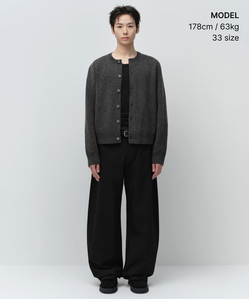 MUSINSA STANDARD Whipcord Curved Hidden Banding Slacks [Black]