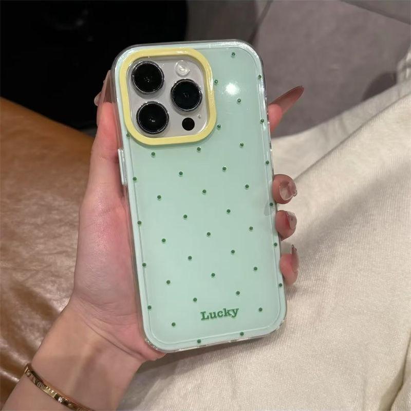 Dual-Layer IMD Phone Case IPhone 17 Pro Max 16 15 14 13 With Red Polka Dot Design Shockproof Soft Silicone Cover iPhone 17 Pro Max