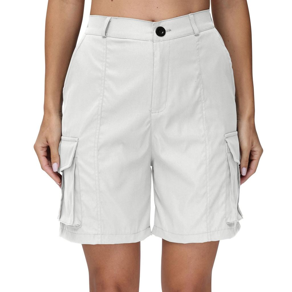 Women's Casual High Waist Solid Color Elastic Waist Shorts