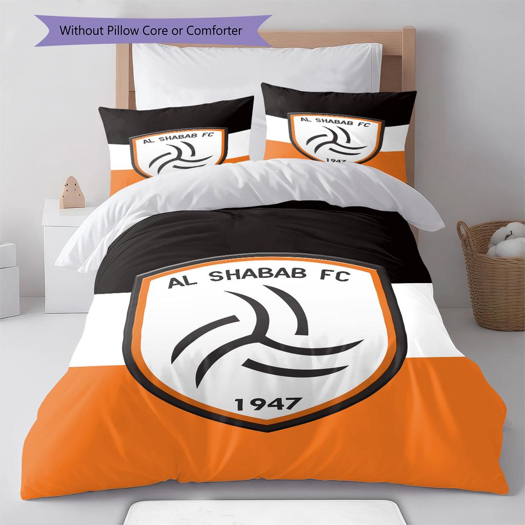 Al-Shabab FC Pattern Bedding,Quilt Set Quilt Cover Pillowcase Home Birthday Gift (1 * duvet cover + 2 * pillowcase, without core)