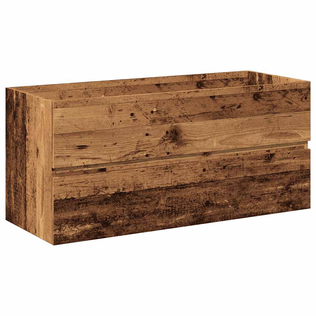 Washbasin Cabinet with Built In Basin Rustic Wood Look