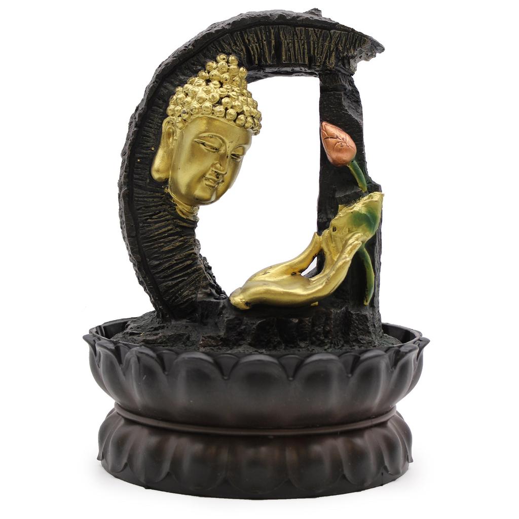 Tabletop Fountain 30cm Golden Buddha Lotus