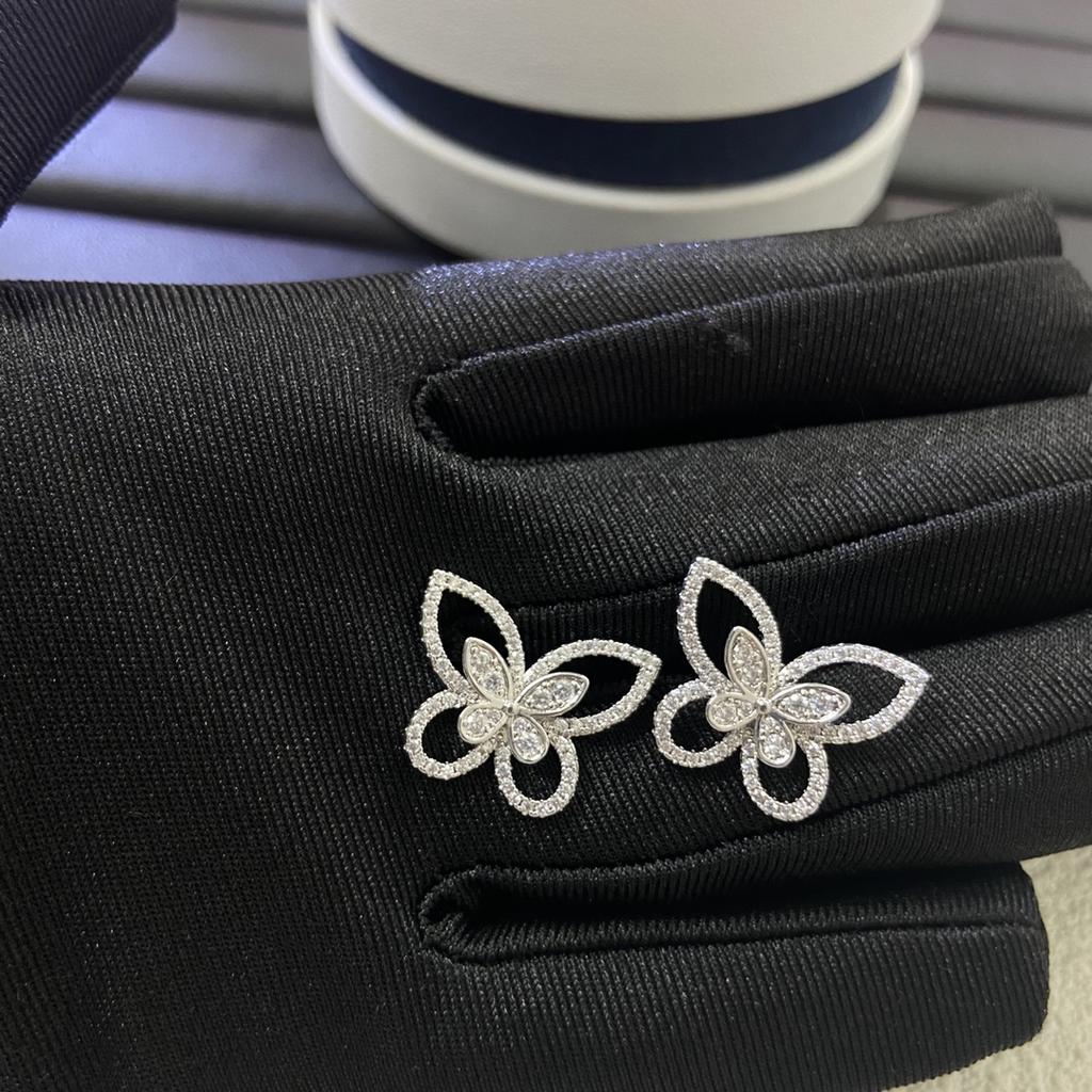 Pendientes clásicos de mariposa chapados en oro de plata 925, pulsera de mariposa, collar de mariposa.