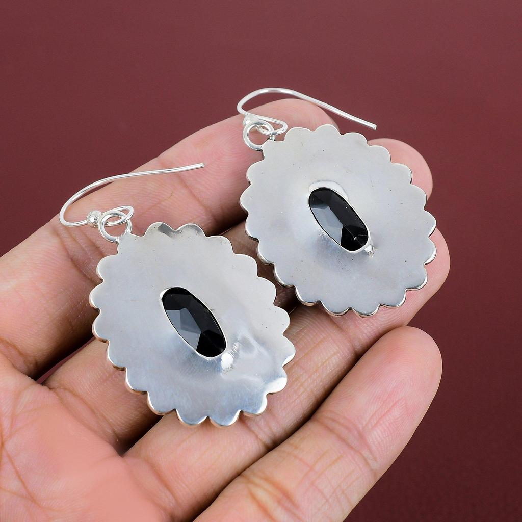 Orecchini in Onice Nero Sfaccettato Argento Sterling 925 Orecchini Fatti a Mano Gioielli in Pietra Onice Nera Regali di Anniversario Orecchini dallo Stile Unico