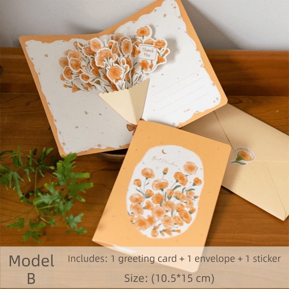 New 3D Pop-up Style 3D Greeting Card Creative Handmade Flower Blessing Card Romantic Creative Flower Card Valentine's Day