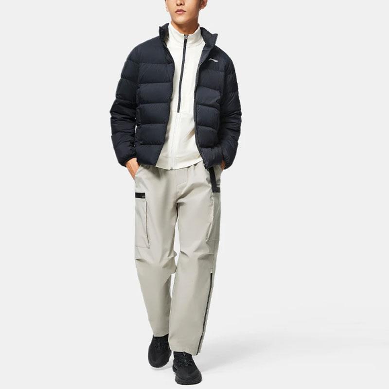 Li-Ning Off-Season Solid Color Stand Collar Slim Fit Short Down Jacket Men Jacket AYMT101-1