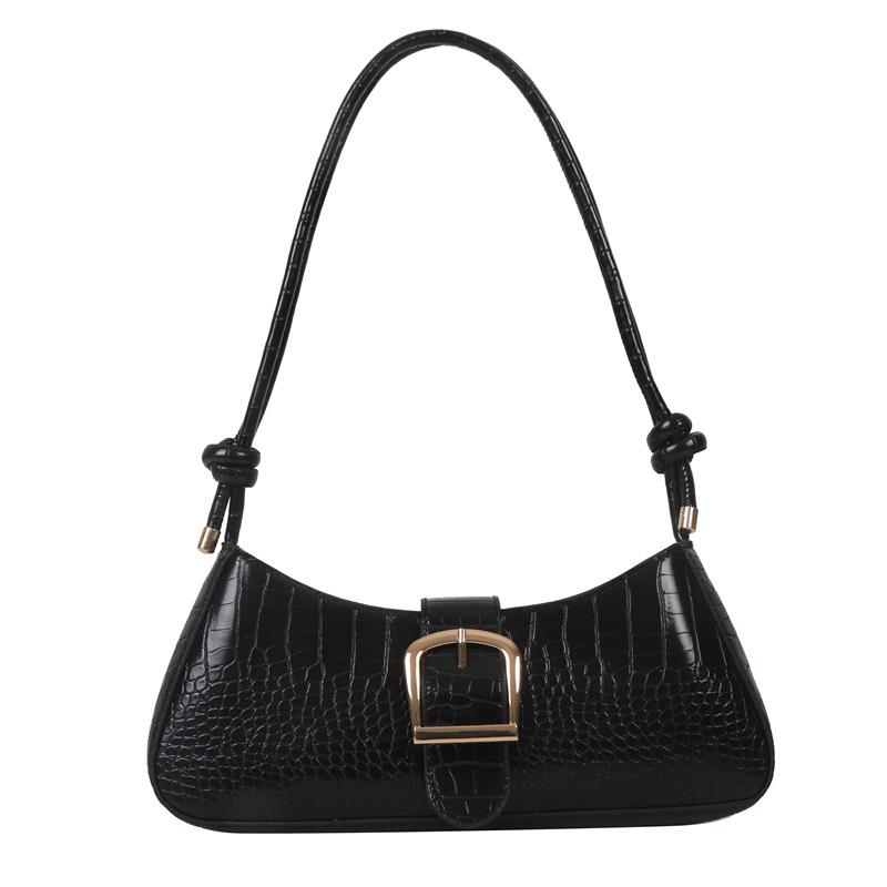 2023 Trendy White French Texture Underarm Handbag for Women - Solid Color Baguette Style