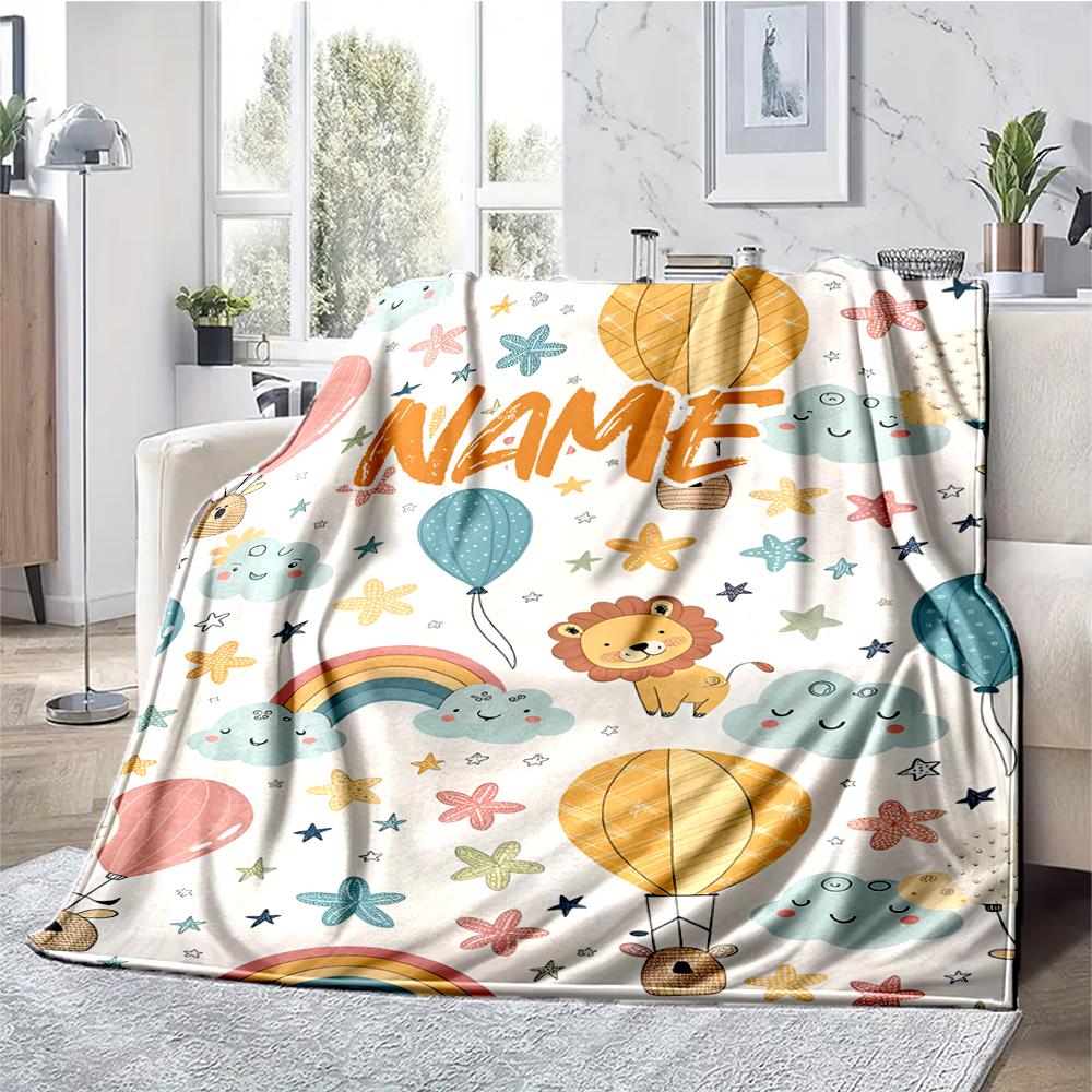Custom Name Animals Theme Printed Blanket - Perfect for Couch, Bed, Travel & Outdoor Use | Machine Washable, Cozy & Durable.
