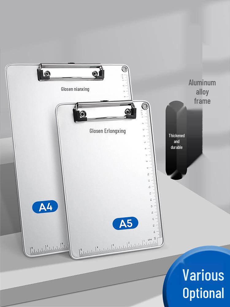 Aluminum Alloy Clipboard Folder A4/A5 Writing Board Office Stationery.
