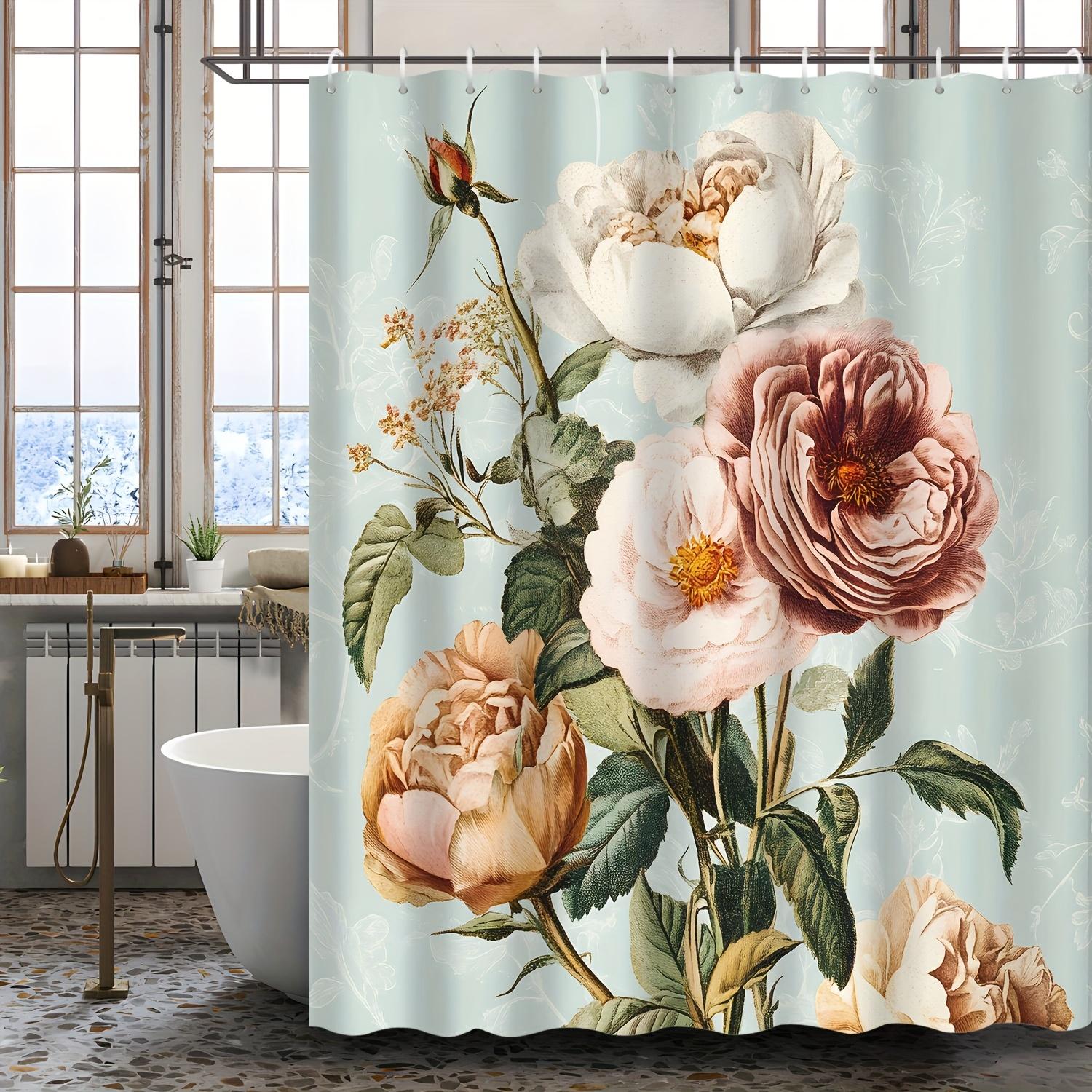 

Vintage Floral Shower Curtain: Elegant Roses And Peonies For A Classic Bathroom Decor W60H190(CM)-1 Pcs