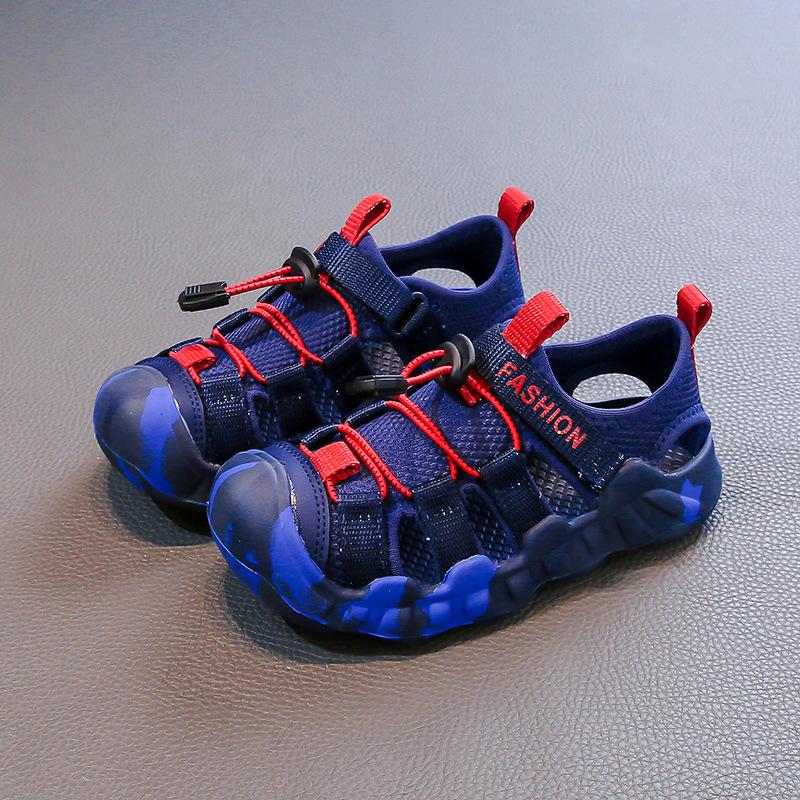 Children's sports sandals summer boys anti-collision bag head sandals non-slip breathable mesh wading river beach shoes