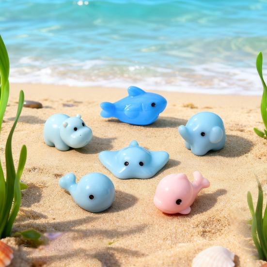 Mini Resin Animals Figurines Cute Tiny Cat Bear Elephant Turtle Dolphin Miniature Statue for Micro Fairy Garden Landscape Dollhouse Accessories