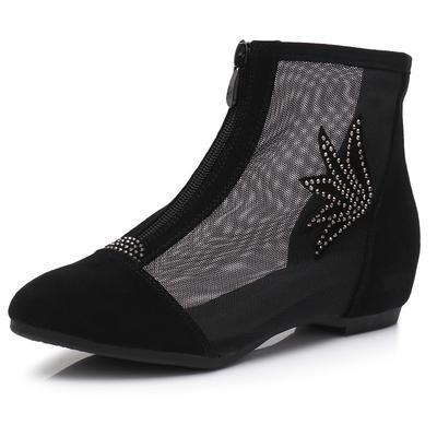 GKTINOO 2025 Stivaletti Estivi in Scamoscio di Mucca da Donna con Tacco Basso e Inserti in Rete Scarpe Casual Taglia Grande 34-43