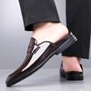 Fashion Men's Business Casual Shiny Leather Shoes Pointed Toe Formal Shoes Male 2025 Summer Autumn New Half Slippers Shoes for Man