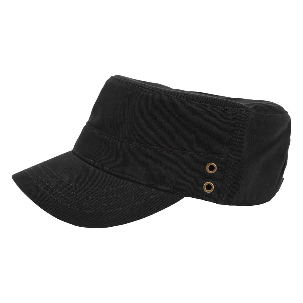 Cotton Retro Casual Flat Top Cap Men Women Outdoor Adjustable Fashionable Hat for Travel Camping Black Adjustable