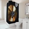 Vintage Gold Schallplatten Duschvorhang, Retro Musikliebhaber Plattenspieler Badezimmer Dekor, Coole DJ Studio Ästhetik Badvorhang