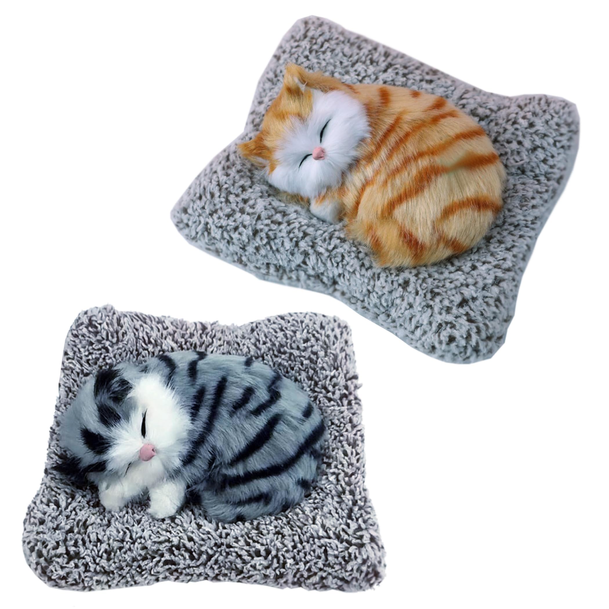 HAMILO Sleeping Cat Figurine for Car with Activated Set Interior, Deodorizing, Carbon, 2-Color (Tabby Cat)