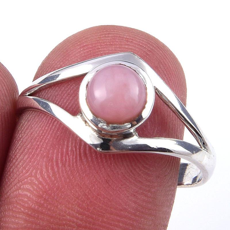 

Natural Pink Opal Gemstone Handmade 925 Solid Sterling Silver Ring Size 9 M9p38