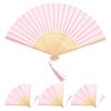 4Pcs Bamboo Silk Folding Fans Plain Lightweight Handheld Folding Fan for Wedding Bridal Shower Church Ceremony DIY Painting