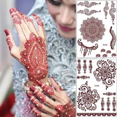 1ks Red Lace Henna Tattoo Body Sticker Henna Art Dočasné tetování rukou a nohou na svatbu Eid Al Fitr Ceremoniál dospívání