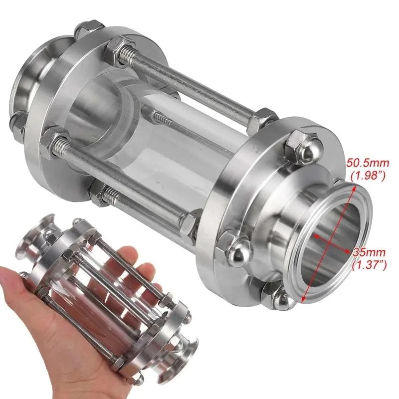 1.5" Tri Clamp Clover Flow Sight Glass Diopter Fit 38mm Pipe OD SUS 304 Stainless Steel Straight Pipe Sight Glass