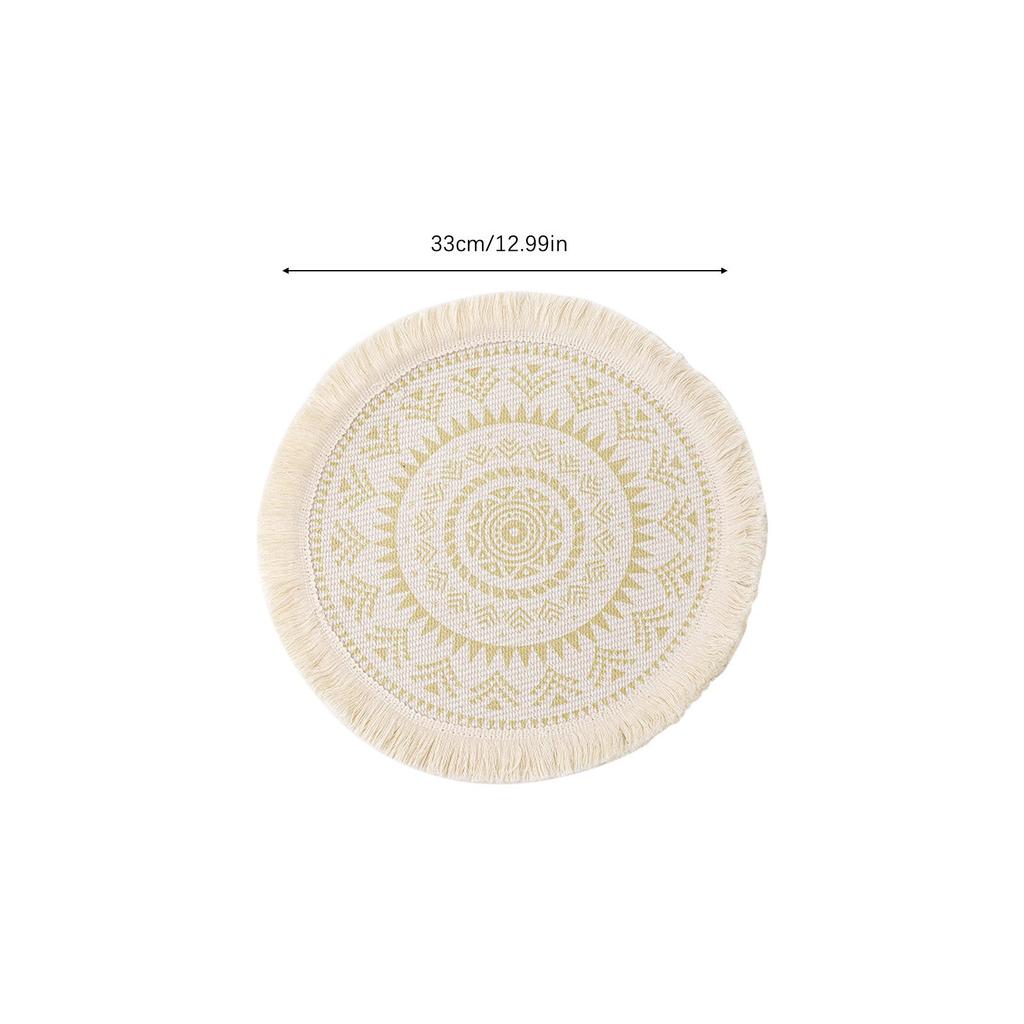 Bohemian Style Woven Light Luxury Meal Pad Fabric Tassel Heat Insulation Pad Non-Slip Tableware Heat Resistant Pad Table Mat