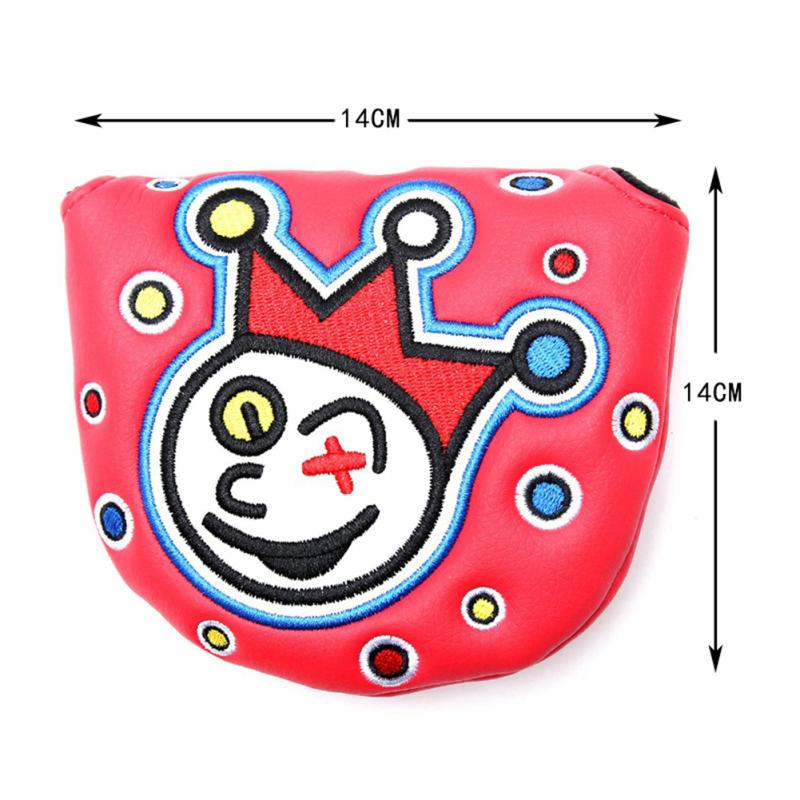 Clown Embroidery Golf Headcover Pu Leather Golf Putter Head Cover Protector Golf Accessories