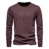 Men's Long-sleeved New Solid Color T-shirt, Casual Sports Round Neck Pure Cotton Letter-printed Long-sleeved Bottoming Shirt