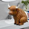 Highland Cow Toothpaste Topper Funny Animal Shape Toothpaste Cap Pooping Cow Toothpaste Dispenser for Family Dorm Bathroom Decor