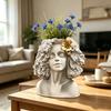 Vază Rășină Față Sculptură Montată pe Cap Vas Artistic pentru Plantat Rășină Ușoară Avatar Ghiveci de Flori Cadou pentru Iubitorii de Plante Decor Acasă